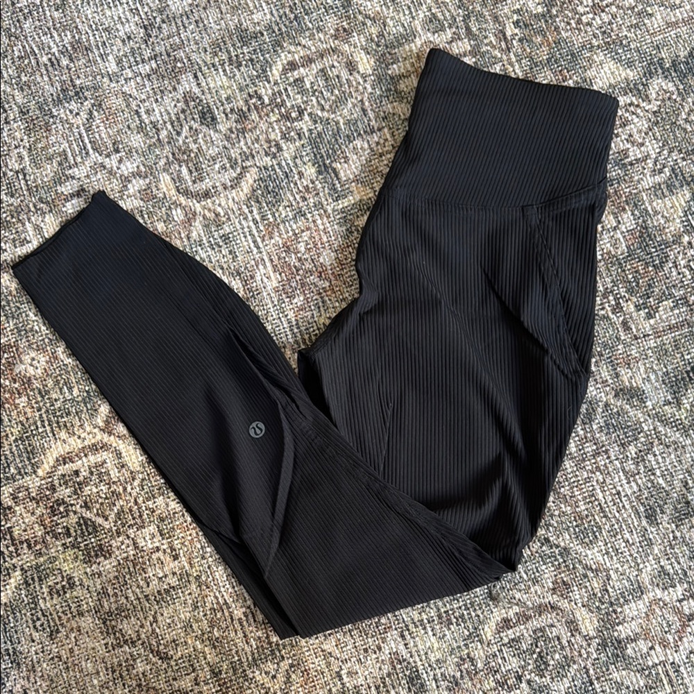 lululemon athletica Black Ribbed High-Rise Leggings